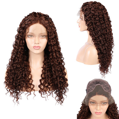 

〖Follure〗Curly Wavy Lace Wigs Black Women Natural Brown Lace Front Wave Synthetic Wig