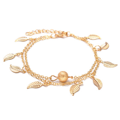 

Household Fashion Beach Accessories Shell Anklet Beach Leaf Fringe Simple Double Bound Ethnic Wind Anklet