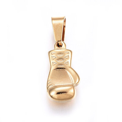 

304 Stainless Steel Pendants Large Hole Pendants Gloves Golden 17x9x45mm Hole 7x4mm