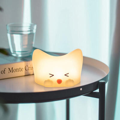 

Silicone Cute Cat Night Light With Meow Sounds USB Rechargeable 7 Color Changing Press Control Desk Table Lamp Gift