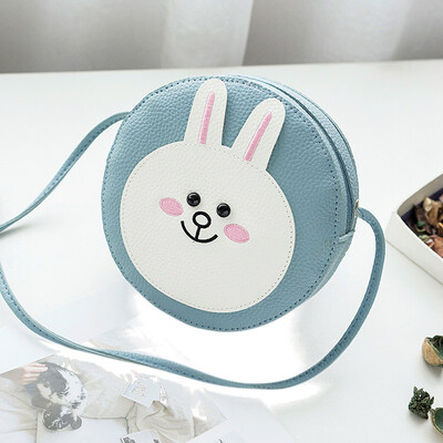 

Women Cute Round Leather Shoulder Bags Sweet Color Cartoon Rabbit Bear Circular Handbags For Teenage Girl Lovely Crossbody Bags