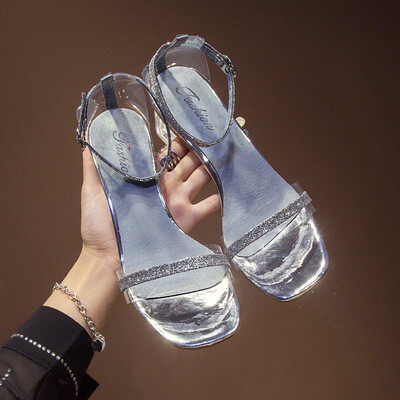 

Sandals women 2019 new summer fairy style thick heel fashion sexy foreign style Joker transparent ins tide high heel
