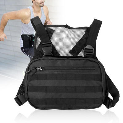 

Greensen 600D Oxford Cloth Outdoor Black Chest Front Adjustable Tactic Pocket Holster Harness Carry Bag