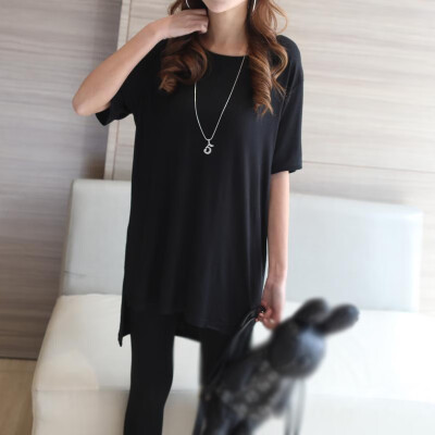 

Summer Modal Plus Size Loose Round Neck Bottoming Shirt Casual Solid Short-sleeved Womens T-shirt