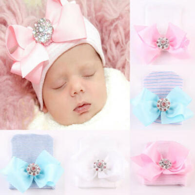 

New Cute Newborn Baby Infant Toddler Comfy Bowknot Hospital Cap Beanie Hat U