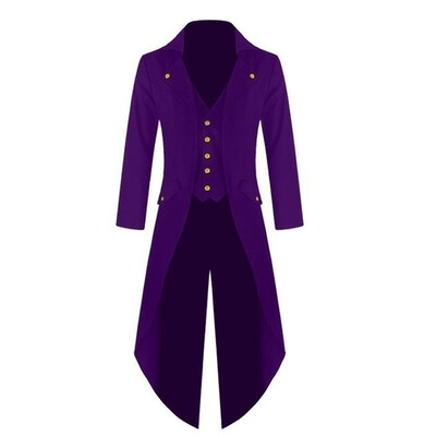 

Men Tuxedo Coat Dress Suit Punk Vintage Lapel Long Sleeve Button Evening Costume