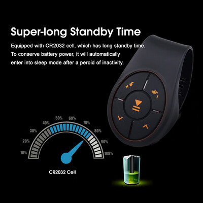 

Wireless Bluetooth Remote Control BLE Media Button Single-hand Operation with Strap Suitable for Steering Wheel Motorbike Bike Han