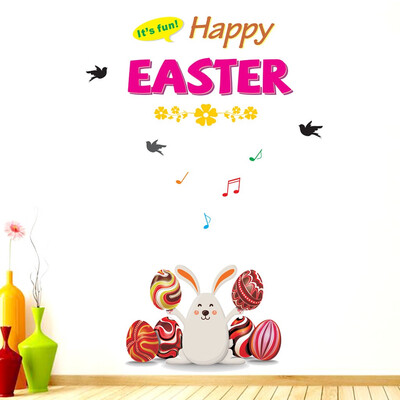 

〖Follure〗Happy Easter Rabbit Eggs Vinyl Decal Art Wall Sticker DIY Home Room Decor