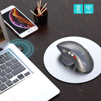 

HXSJ T32 24GHz Vertical Wireless Mute Mouse 6 Keys 3600DPI Mice Professional Wireless Gaming Mouse for PC LaptopSilver