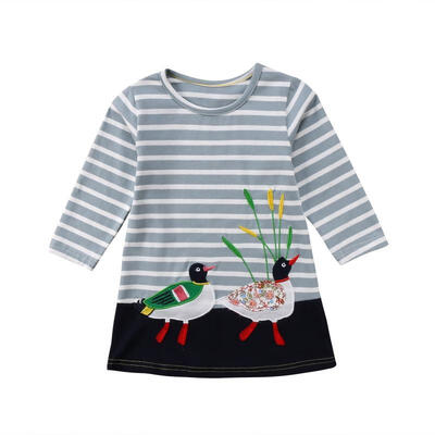 

Baby Girls Clothes Long Sleeves Baby Kids Dress Animal Print Cotton Girl Dresses