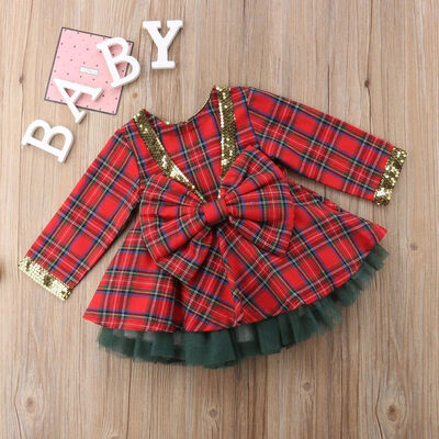 

SUNSIOM Toddler Baby Girls Princess Plaid Tops Dress Skirt Clothes 2Pcs Xmas Outfits Set