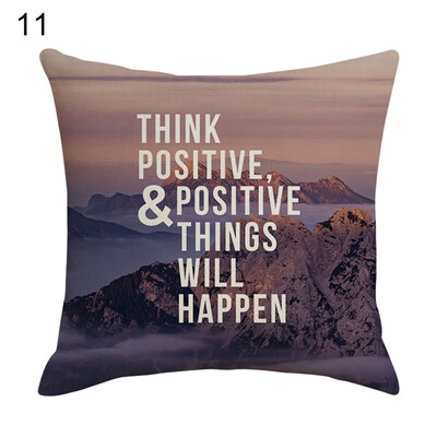 

Wisdom Letters Phrase Pillow Case Linen Cushion Cover Sofa Bedroom Car Decor