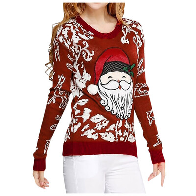 

Tailored Womens O-Neck Long Sleeve Merry Christmas Print Casual Tops Blouse