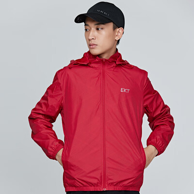 

Hongxing Erke mens sports jacket casual fashion cardigan hooded shirt mens windbreaker 51218308031 glaze red