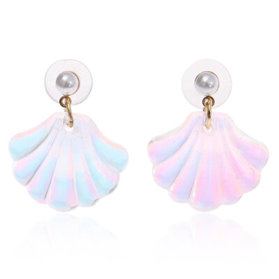 

New Mode Style Romantic Resin Colorful Pearl Shell Stud Earrings Simple Cute Brincos Unique Earrings Jewelry Women Fashion Gift