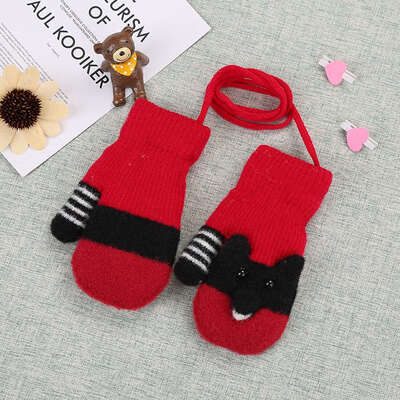 

New 2-4 Years Old Cute Cartoon Baby Gloves Winter Knitted Wool Mittens Thicken Gloves