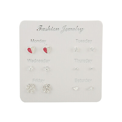 

6 Pairsset 2019 New Earrings for Women Stars Heart Cute Earring Fashion Jewelry Monday To Saturday 6 Pairs Earrings