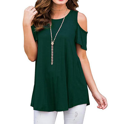 

Sexy Summer O-Neck Off Shoulder Loose Casual T-shirt Women Solid Color Tops