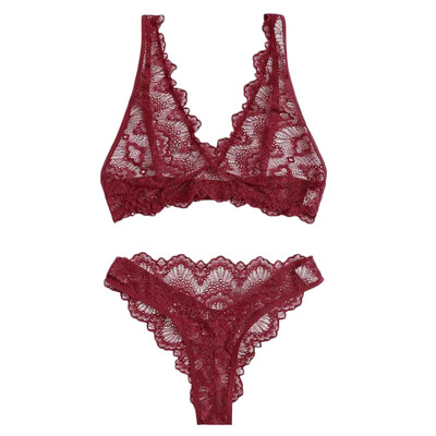 

Toponeto New Women Sissly Plus Size Lace Sexy Deep V Lingerie Bra Set Babydoll Underwear