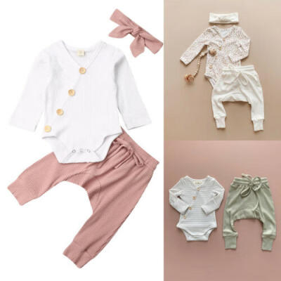 

Infant Baby Boy Girl Cotton Clothes Romper Jumpsuit Solid Pants Leggings Outfits