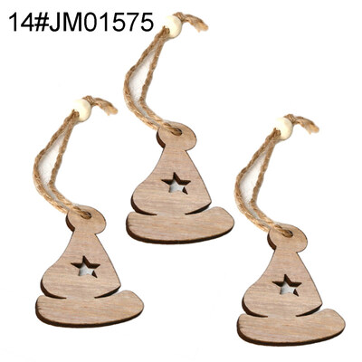 

3Pcs Retro Wooden Hollow Pendants with Rope DIY Crafts Christmas Tree Ornaments