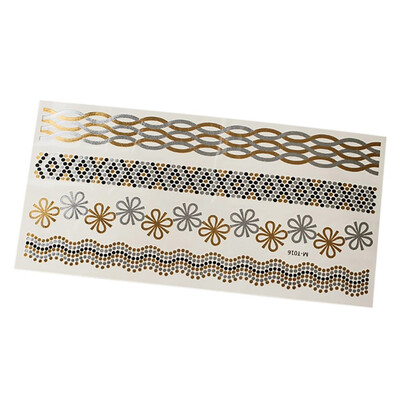 

〖Follure〗6 Sheets Various Patterns Metal Gold Foil Hot Silver Waterproof Tattoo Sticker