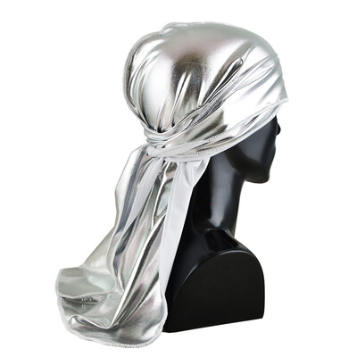 

Unisex Women Men Silky Long Tail Satin Turban Hijab Cap Pirate Hat For Hair Accessories