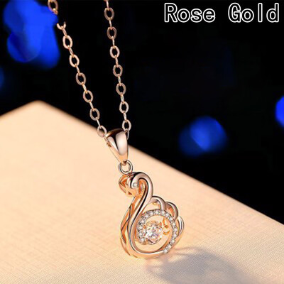 

Rose Gold Simple Smart Swan Pendant Swan Crystal Exaggerated Necklaces And Chokers For Women