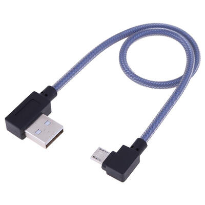 

03m Dual Elbow 90° Right Micro USB Braided Charging Data Sync Cable
