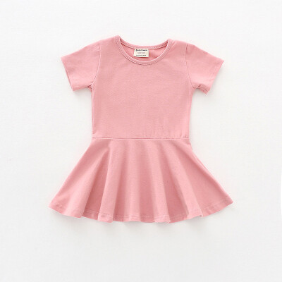 

Kids Girls Cotton Ruffle Short Sleeved Dress Large Swing Dress Baby Girls Fashion Clothes