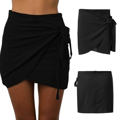 

Roseonmyhand Summer Women Fashion Casual Solid Color Waist Short Beach Mini Skirt