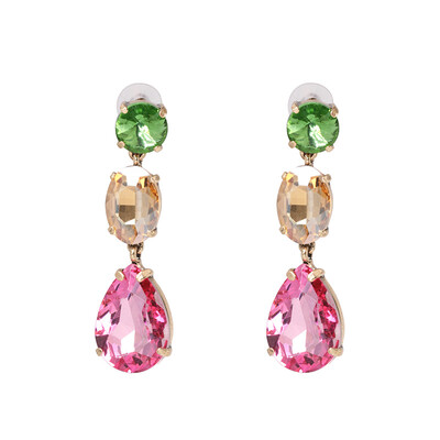 

2019 High Quality Crystal Round Water Drop Ceometric Dangle Earrings Rhinestone Earrings Fashion Wedding Jewelry women Brincos