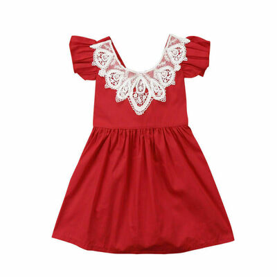 

Kids Girls Summer Newborn Toddler Baby Girl Party Bow Princess Lace Dress Flower