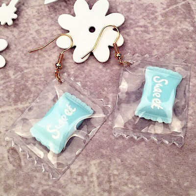 

1Pair Hot Korean Fun Candy Color Transparent Dangle Earrings Lollipop Heart Fashion Resign Rainbow Drop Earring For Women