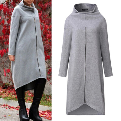 

Tailored Women Long Shirt Dress Evening Party High Low Asym Split Sweatshirt Dress