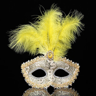 

FUNNYBUNNY Leather Feather Mask Prom Mask Party Christmas Halloween Masquerade Mask Adults Upper Half Face
