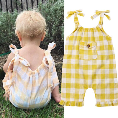 

Tadpole Newborn Baby Kids Girl Plaid Romper Bodysuit Jumpsuit Clothes Outfits