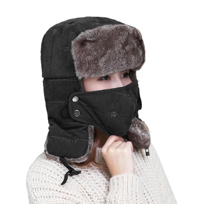 

Men Women Winter Thermal Hat Ushanka Trapper Trooper Hats Waterproof Windproof Hat with Earflaps Face Mask