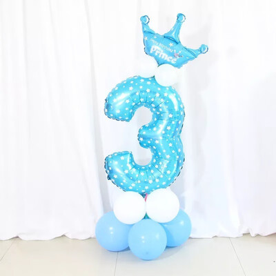 

FUNNYBUNNY Mix set 30" Numbers 0-9 pink&Blue Typ foil balloons Birthday Party balloons Pink With Crown Shape