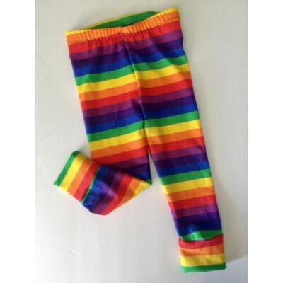 

Little Girls Rainbow Trousers Bottoms Full Length Kids Pants Leggings Age 2-7Y