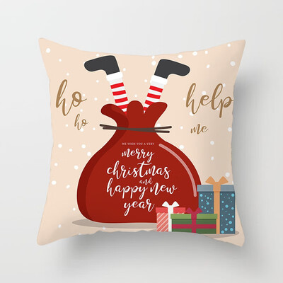 

Gobestart New Christmas Elk Santa Claus Christmas Tree Printing Cushion Home Pillowcase