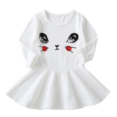 

Cartoon Cat Doodle Princess Dress Kids Girls Long Sleeve Fashion Clothes