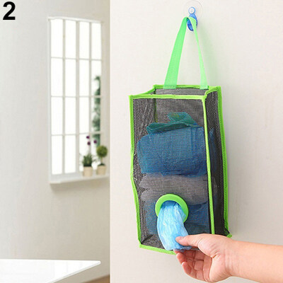 

Breathable Mesh Hanging Kitchen Garbage Bag Storage Packing Shopping Bag Organiser