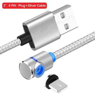 

90 Degree 3 in 1 Led Cable Magnetic Charging Cable for iPhone X 8 7 6 Plus  Nylon Micro USB Cable USB Type-C USB C Cable