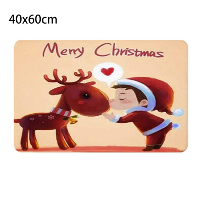 

Siaonvr Christmas Print Doormat Xmas Kitchen Bathroom Anti-Slip Floor Mat Carpet Foot Pad Rug
