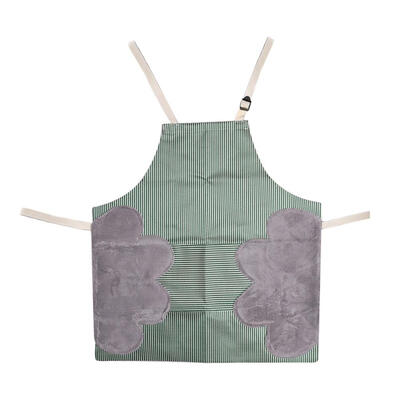 

Waterproof Adjustable Stripe Apron Wipe Hands Bib Kitchen Pinafore wPocket