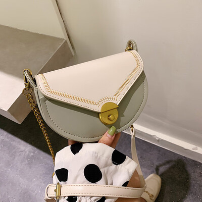 

Qiao Bani 2019 new Korean chic fashion hit color saddle bag trend single shoulder diagonal female bag a generation