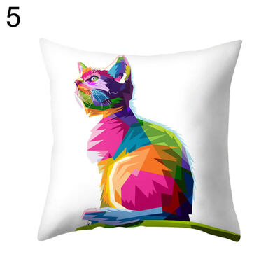 

Colorful Cat Lion Giraffe Owl Pillow Case Cushion Cover Sofa Bed Car Cafe Decor