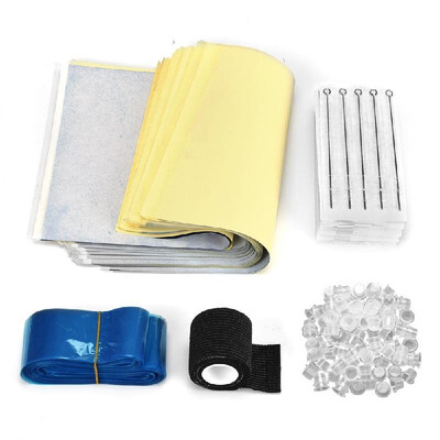 

Tattoo Kit Tattoo Needles Cups Transfer Paper Grip Tape Cord Sleeves Tattoo Tool Kit for Tattoo Artists
