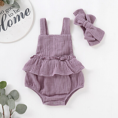 

Summer Toddler Kid Baby Girls Strap Ruffled Solid Color Romper Jumpsuit Sunsuit